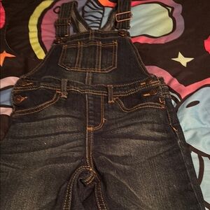 Denim Overalls with Contrast Stitching